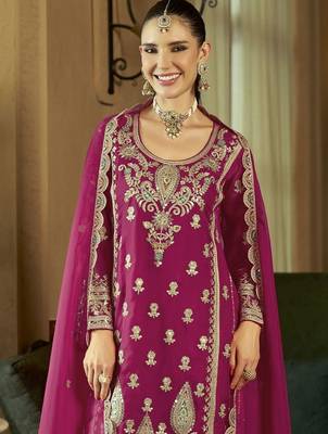 Women Ethnic Motifs Embroidered Regular Kurta with Trousers & With Dupatta 2