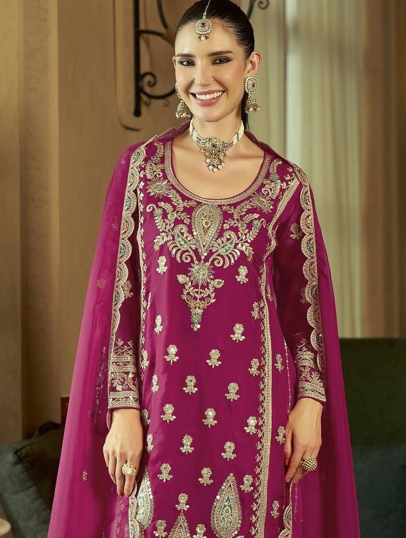 Women Ethnic Motifs Embroidered Regular Kurta with Trousers & With Dupatta
