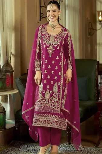 Women Ethnic Motifs Embroidered Regular Kurta with Trousers & With Dupatta