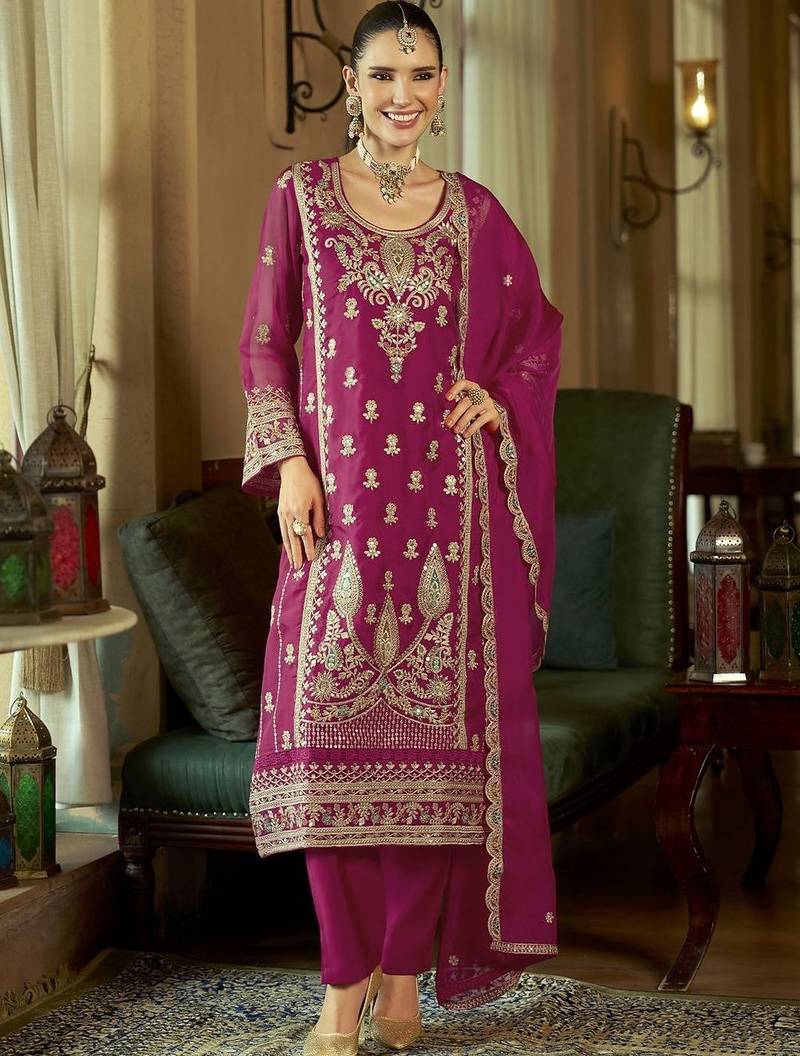 Women Ethnic Motifs Embroidered Regular Kurta with Trousers & With Dupatta