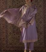 Ethnic Motifs Embroidered Thread Work Straight Kurta With Trousers & Dupatta