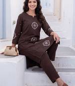 Women Ethnic Motifs Embroidered Regular Thread Work  Cotton Kurta with Trousers