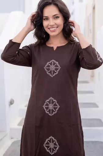 Women Ethnic Motifs Embroidered Regular Thread Work Pure Cotton Kurta with Trousers