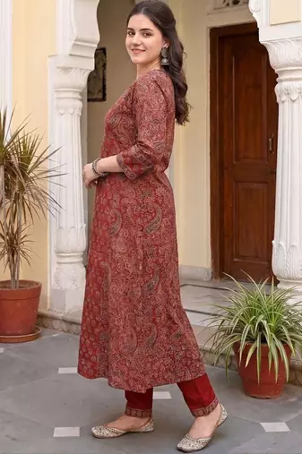 Women Ethnic Motifs Printed Regular Mirror Work  Cotton Kurta with Trousers & With Dupatta