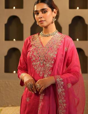 Women Ethnic Motifs Embroidered Regular Sequinned Kurta with Trousers & Dupatta 1