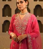 Women Ethnic Motifs Embroidered Regular Sequinned Kurta with Trousers & Dupatta