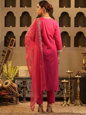 Women Ethnic Motifs Embroidered Regular Sequinned Kurta with Trousers & Dupatta 5
