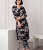 Women Printed Regular  Cotton Kurta with Trousers