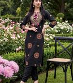Women Ethnic Motifs Embroidered Regular Thread Work  Cotton Kurta with Trousers