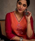 Women Floral Embroidered Anarkali Kurta with Trousers