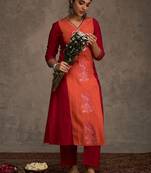 Women Floral Embroidered Anarkali Kurta with Trousers