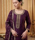 Women Ethnic Motifs Embroidered Regular Sequinned Kurta with Trousers & With Dupatta