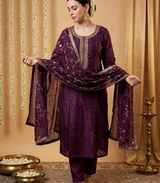 Women Ethnic Motifs Embroidered Sequinned Kurta with Trousers & With Dupatta