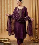 Women Ethnic Motifs Embroidered Sequinned Kurta with Trousers & With Dupatta