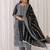Floral Embroidered Notch Neck  Cotton A-Line Kurta With Trousers & Dupatta