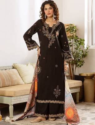Women Ethnic Motifs Embroidered Regular Thread Work Kurta with Palazzos & With Dupatta 5