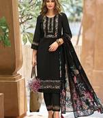 Women Floral Thread Work Linen Kurta with Trousers & With Dupatta
