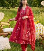 Women Ethnic Motifs Printed Empire Pure Cotton Kurta with Trousers & With Dupatta