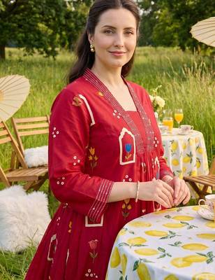 Women Ethnic Motifs Printed Empire Pure Cotton Kurta with Trousers & With Dupatta 2