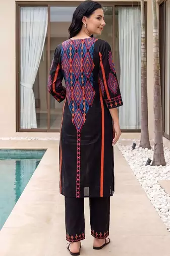 Women Printed Regular  Cotton Kurta with Trousers