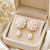 Freshwater pearl cluster drop earrings with gold-tone accents