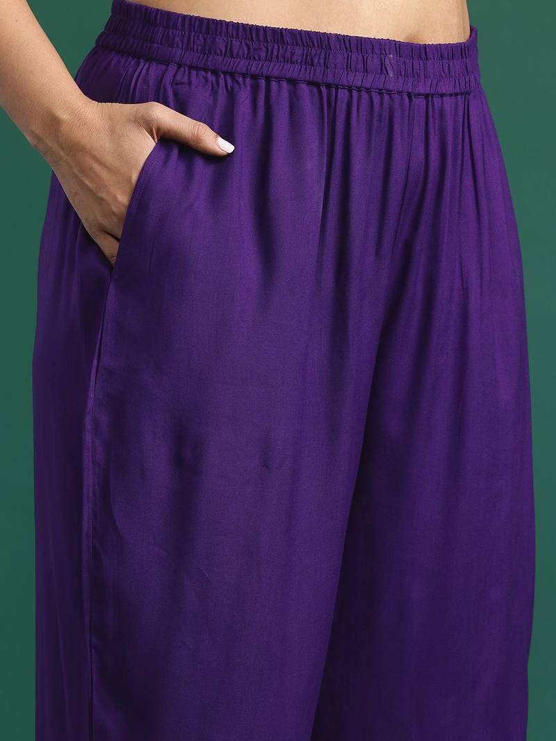Plus Size Thread Work Kurta with Palazzos