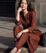 Women Ethnic Motifs Printed Regular  Cotton Kurta with Trousers