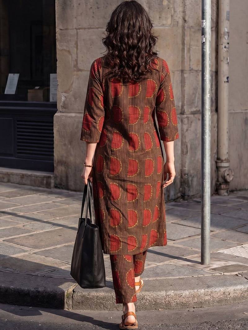 Women Ethnic Motifs Printed Regular  Cotton Kurta with Trousers