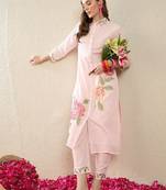 Women Floral Embroidered Regular Thread Work  Cotton Kurta with Trousers
