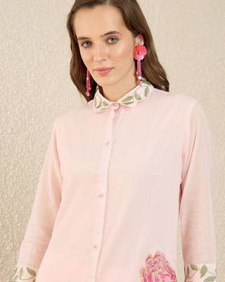 Women Floral Embroidered Regular Thread Work  Cotton Kurta with Trousers 2