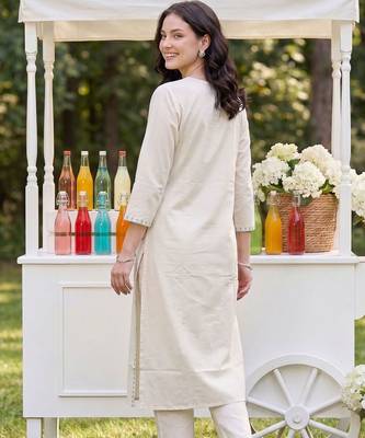Women Floral Embroidered Regular Thread Work Pure Cotton Kurta with Trousers 6