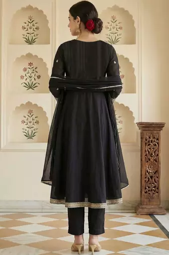 Women Ethnic Motifs Embroidered Angrakha Kurta with Trousers & With Dupatta