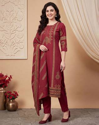 Women Ethnic Motifs Printed Regular  Cotton Kurta with Trousers & With Dupatta 2