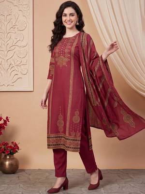 Women Ethnic Motifs Printed Regular  Cotton Kurta with Trousers & With Dupatta 4