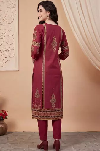 Women Ethnic Motifs Printed Regular  Cotton Kurta with Trousers & With Dupatta