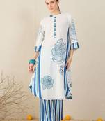 Women Floral Printed Cotton A-Line Kurta with Trousers & Dupatta