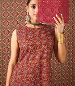 Women Ethnic Motifs Printed  Cotton Straight Kurta With Salwar Set