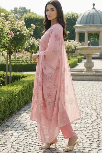 Women Floral Printed Regular Kurta with Trousers & With Dupatta