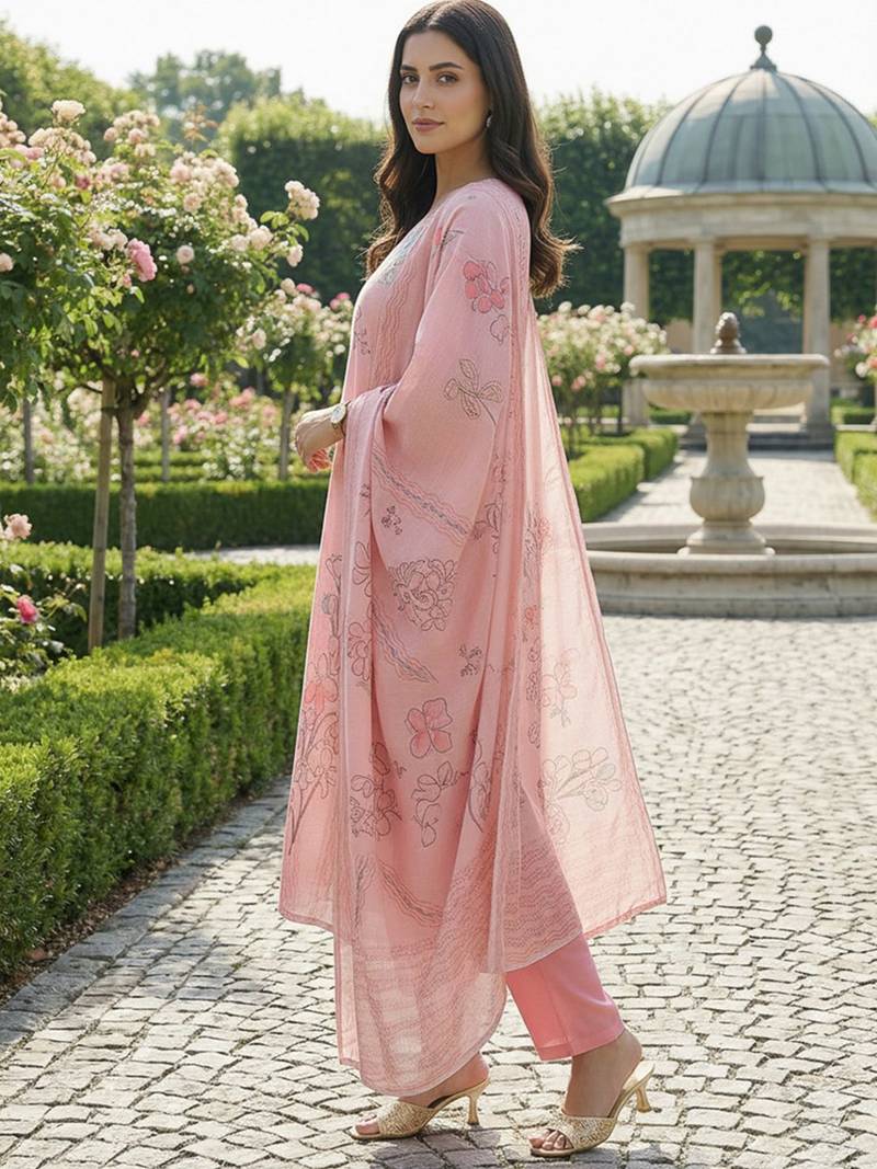 Women Floral Printed Regular Kurta with Trousers & With Dupatta