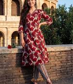 Women Floral Printed Regular  Cotton Kurta with Trousers