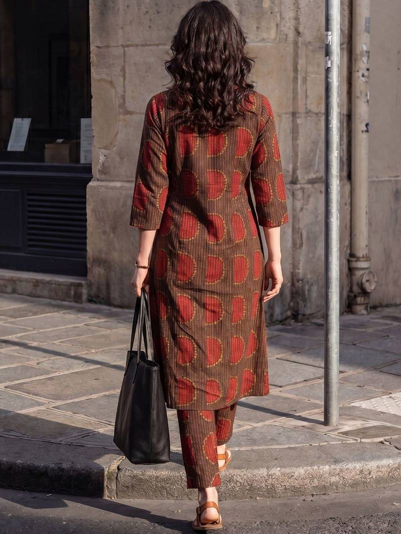 Women Ethnic Motifs Printed Regular  Cotton Kurta with Trousers