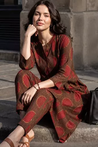 Women Ethnic Motifs Printed Regular  Cotton Kurta with Trousers