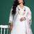 Plus Size White Embroidered Straight Kurta Trousers With Dupatta Set