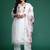 Plus Size White Embroidered Straight Kurta Trousers With Dupatta Set