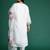 Plus Size White Embroidered Straight Kurta Trousers With Dupatta Set