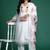 Plus Size White Embroidered Straight Kurta Trousers With Dupatta Set