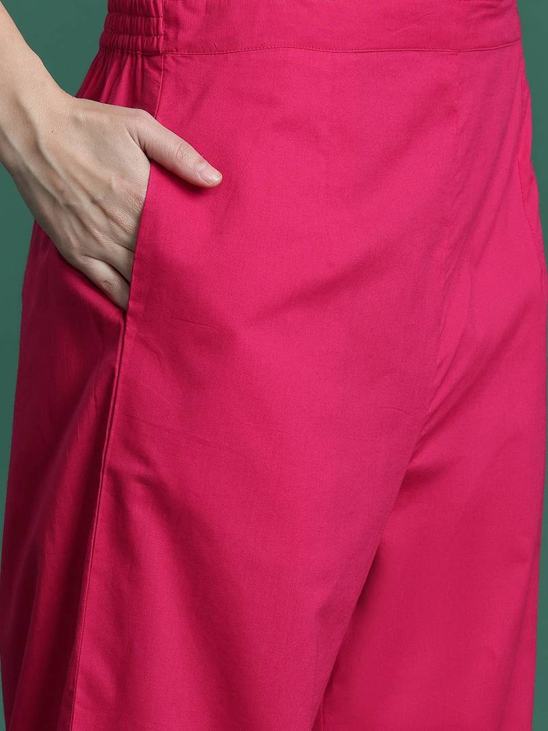 Ethnic Motifs Printed Panelled  Cotton Kurta with Trousers & With Dupatta