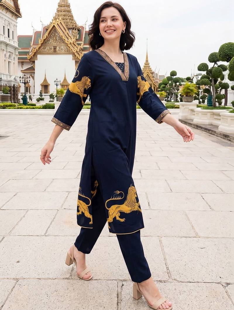 Ethnic Motifs Printed Regular Kurta with Trousers