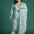Plus Size Sea Green Embroidered Straight Kurta Trousers With Dupatta set