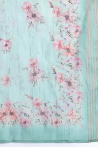 Plus Size Sea Green Embroidered Straight Kurta Trousers With Dupatta set